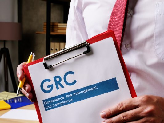 GRC Governance, risk management, and compliance document is in the hands of the manager.